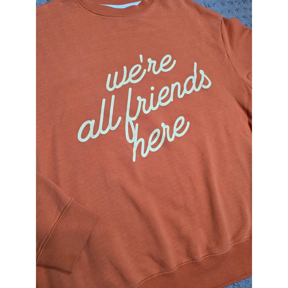 KROST x TOMS We're All Friends Here Sweatshirt Orange Cotton Crewneck Large - Picture 3 of 7